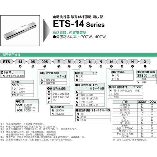CKD喜開理電動執行器（無馬達型）滑塊型ETS-14-05020-EM2NNNNN