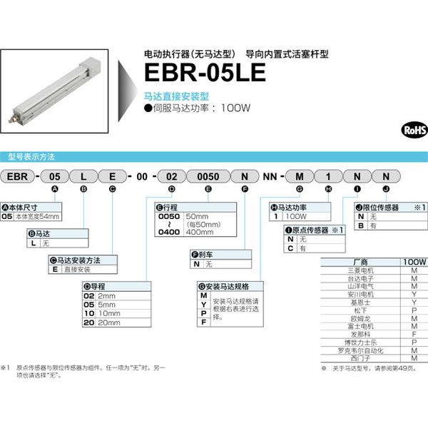 CKD喜開理電動執行器（無馬達型）滑塊型EBR-05LE-00-200100NNN-M1NN