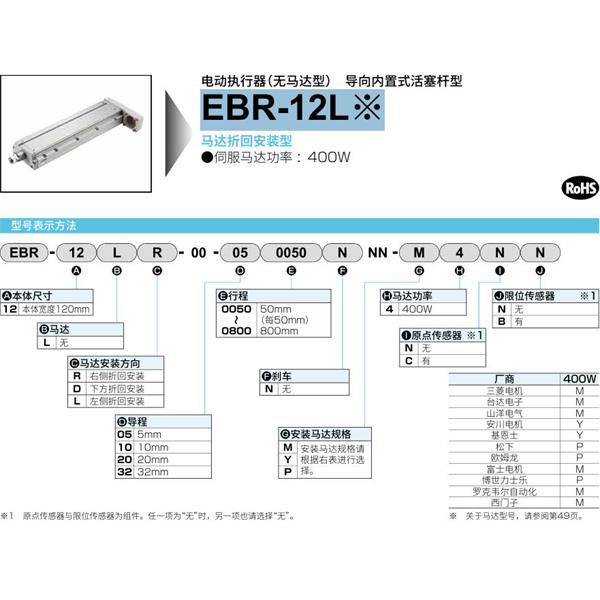 CKD喜開理電動執行器（無馬達型）滑塊型EBR-12LRER-00-200800NNN-P2CB