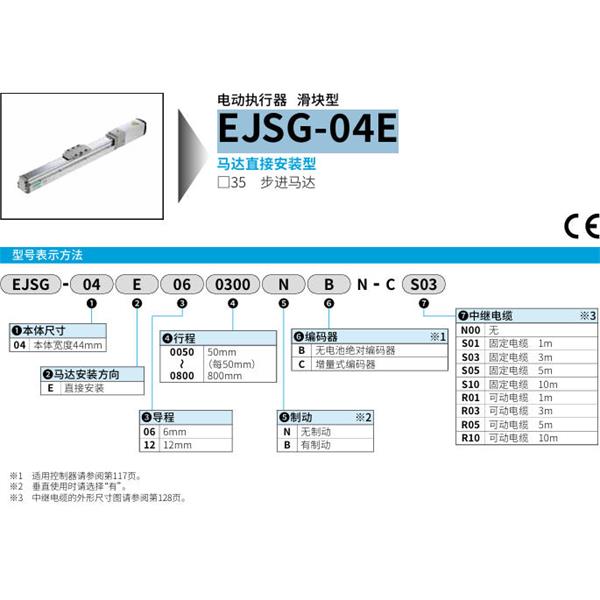 CKD喜開理電動執行器（無馬達型）滑塊型EJSG-04E060050NBN-CR05