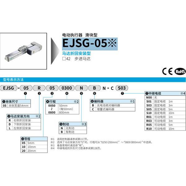 CKD喜開理電動執行器（無馬達型）滑塊型EJSG-05R050050NBN-CN00