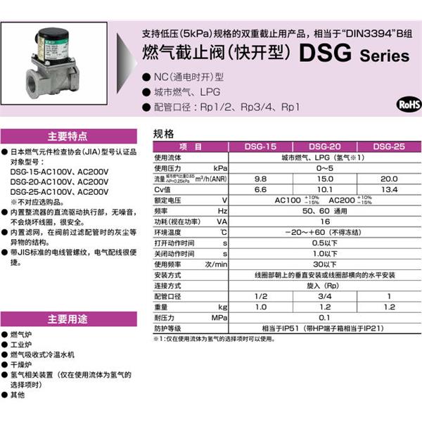 CKD喜開理氣體遮蔽閥（快開型）DSG-15-YH2-AC100V