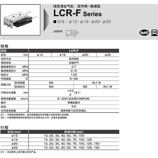 CKD喜開理線性滑臺氣缸LCR-F-25-150-S506DTN