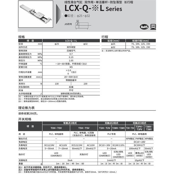 CKD喜開理線性滑臺氣缸LCX-Q-25L-100-T2H-R-S1T