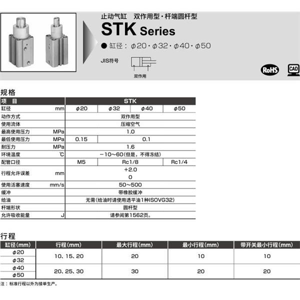 CKD喜開理止動氣缸STK-M-20-10-T0H-R-N11