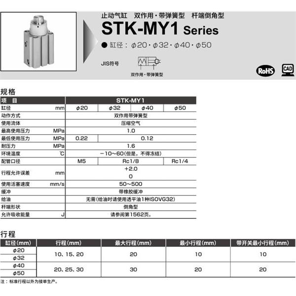 CKD喜開理止動氣缸STK-M-20-10-T0H-R-N11