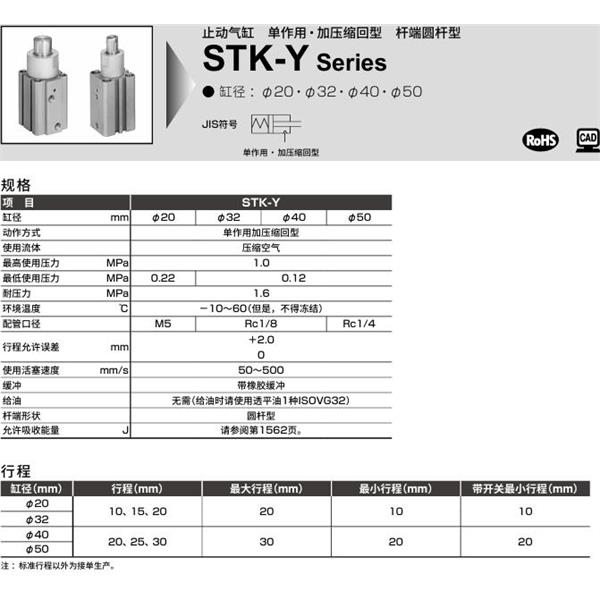 CKD喜開理止動氣缸STK-M-20-10-T0H-R-N11
