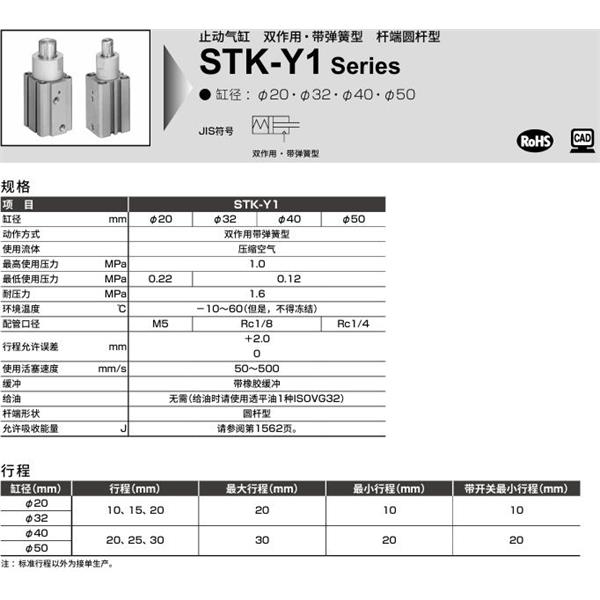 CKD喜開理止動氣缸STK-M-20-10-T0H-R-N11