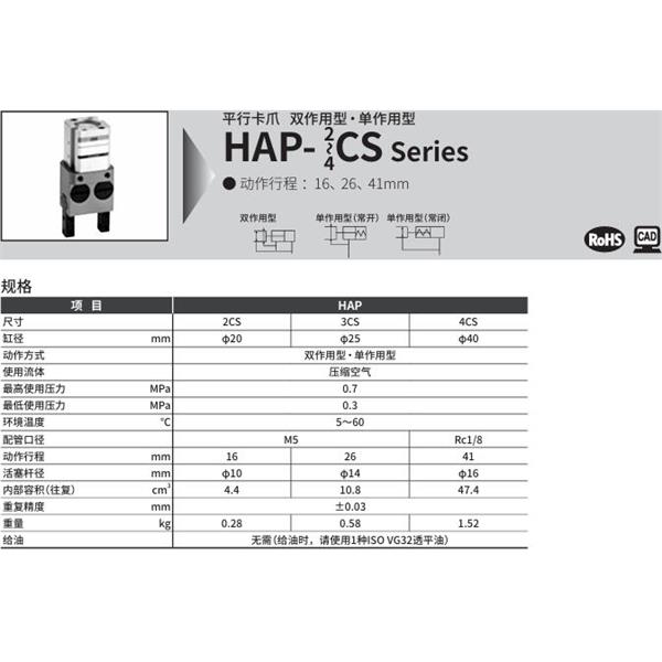 CKD喜開理平行卡爪HAP-3CS-C