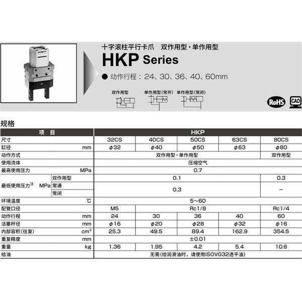 CKD喜開理十字滾柱平行卡爪HKP-32CS-C