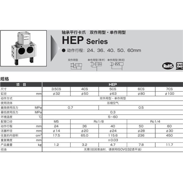 CKD喜開理軸承平行卡爪HEP-4CS-C