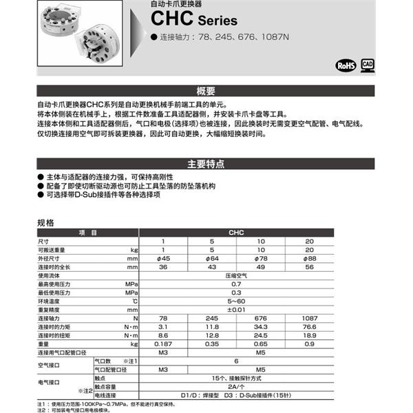 CKD喜開理自動(dòng)卡爪更換器自動(dòng)卡爪更換器CHC-10R-D1